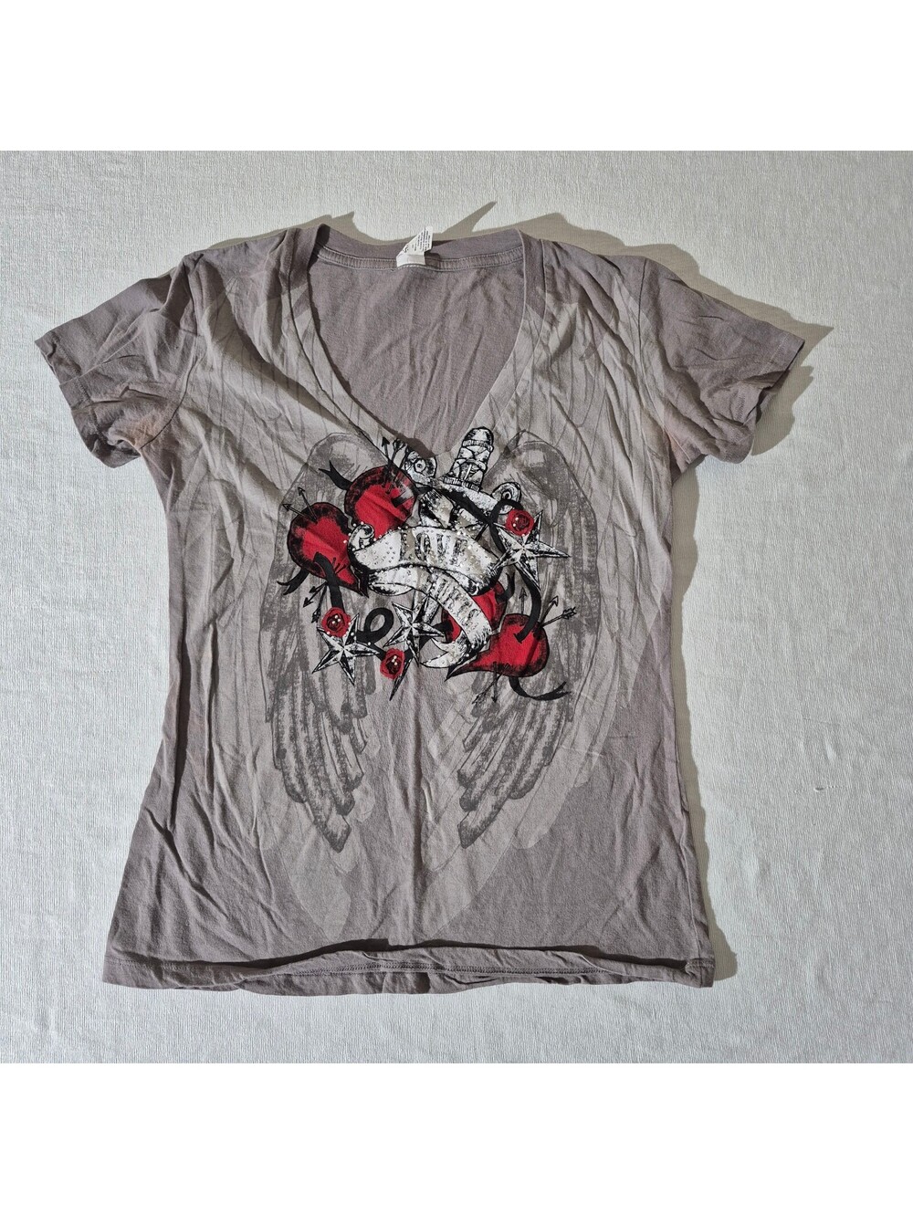 Y2K Womens Hybrid Tees Love Hurts Graphic V-neck T-shirt